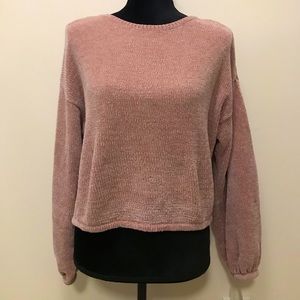 American Eagle pink Christmas sweater